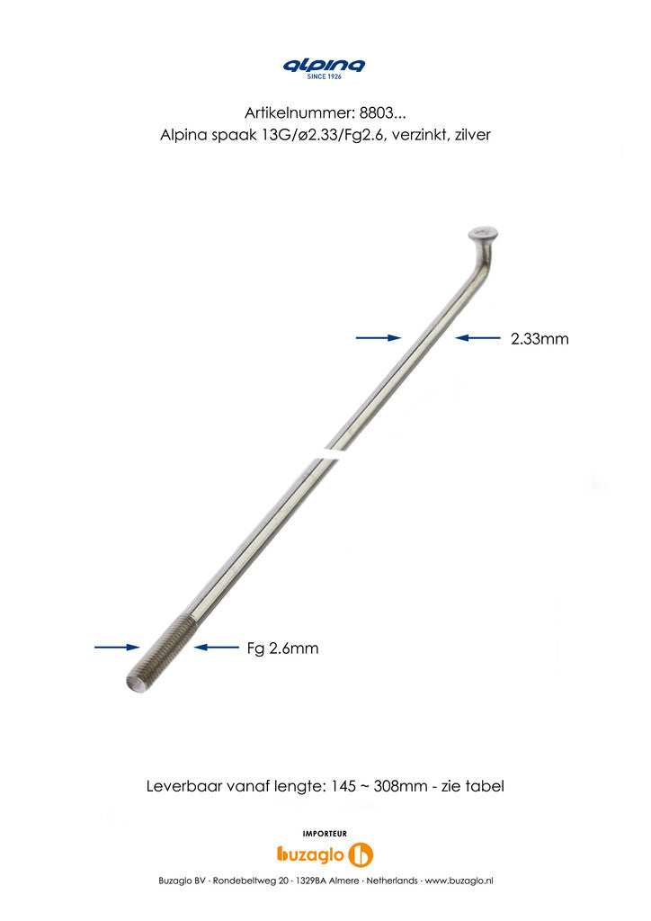 Alpina Spaken 13G (2,34mm) 282mm Zink (P36)