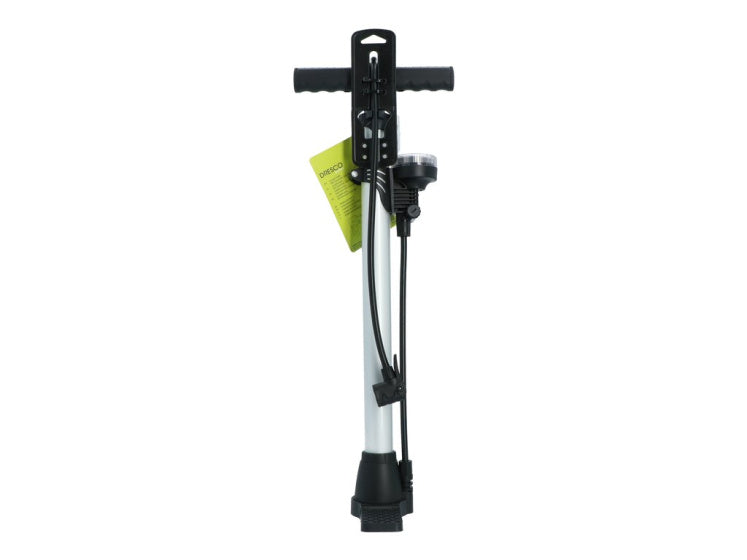 Dresco fietspomp manometer 52 cm dunlop, presta, schrader ventiel zilver