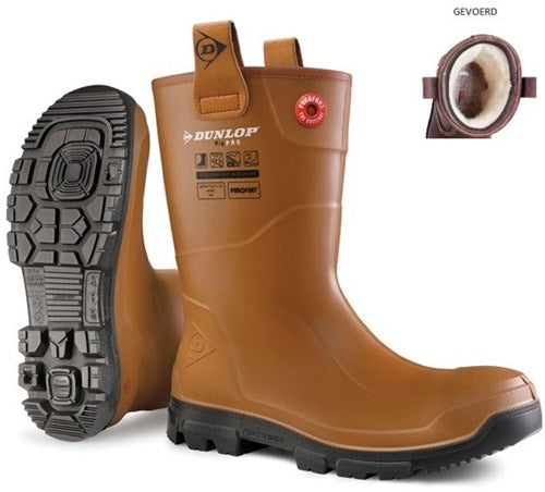 Dunlop lj2hr48fl werklaars | rigpro | gevoerd | bruin | maat 39 8713197053347