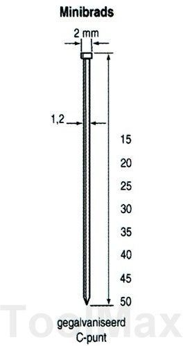 Dutack 1.2mm minibrads | 40mm | 5000 stuks - 5134033