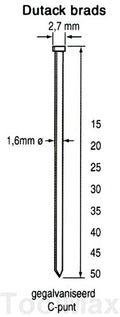 Dutack 1.6mm brads | 25mm | 2000 stuks - 5138031
