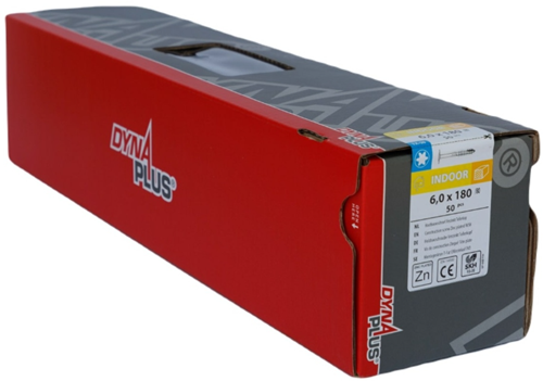 Dynaplus houtbouwschroef verzinkt tellerkop deeldraad +snijpunt torx tx30 6.0x180 80 | 50 stuks - 0286.01.51301