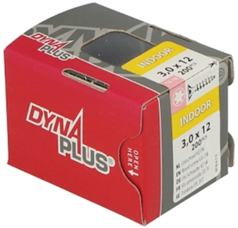 Dynaplus unischroef spaanplaatschroef verzinkt platkop voldraad torx tx10 3.0x12 | 200 stuks - 0281.01.12401