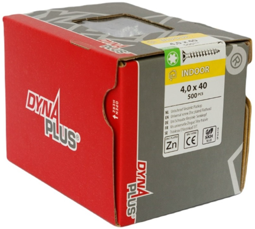 Dynaplus unischroef spaanplaatschroef verzinkt platkop voldraad torx tx20 4.0x40 | 500 stuks - 0281.01.25603