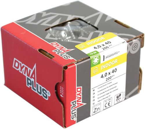 Dynaplus unischroef verzinkt cilinderkop voldraad torx tx20 4.0x20 | 200 stuks - 0282.01.25001