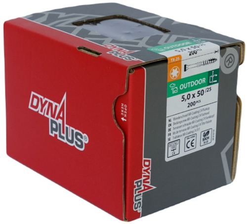 Dynaplus vlonderschroef xtreme ar-bronze platkop-60° deeldraad +snijpunt torx tx25 5.0x50 25 | 200 stuks - 0283.08.41901