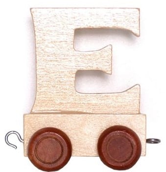 Bongers Toys Holzbuchstabe „e“ mit Rädern, 6 cm hoch