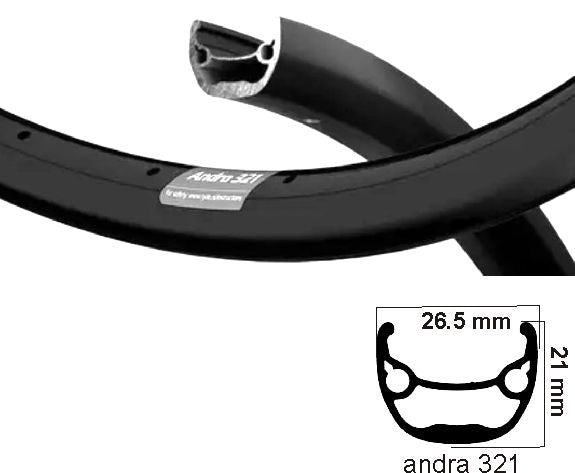 Ryde Felge Andra 321 27,5 Zoll (584) Scheibe 32G 6,5 Mattschwarz