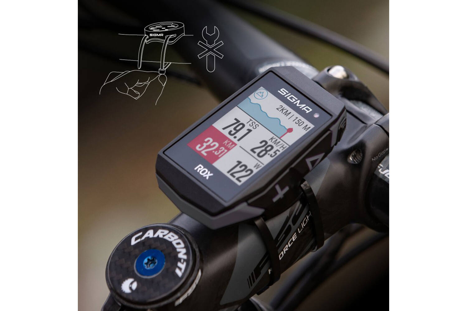Sigma ROX 11.1 EVO GPS-Fahrradcomputer mit Standard-Lenkerhalterung – Schwarz