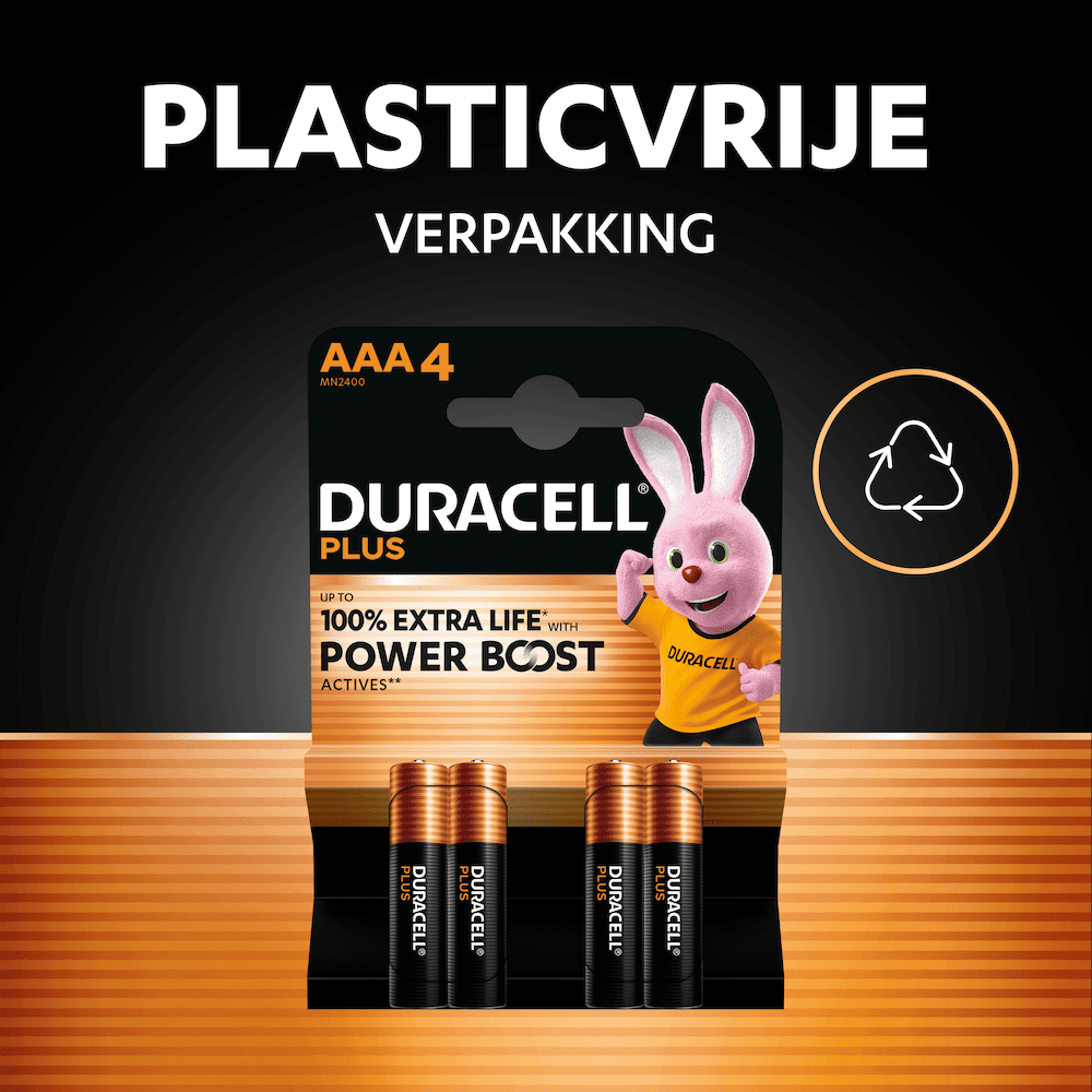 Battery sales europe b.v. duracell batterij aaa 2400mah 1,5v lr03 power boost (4st)