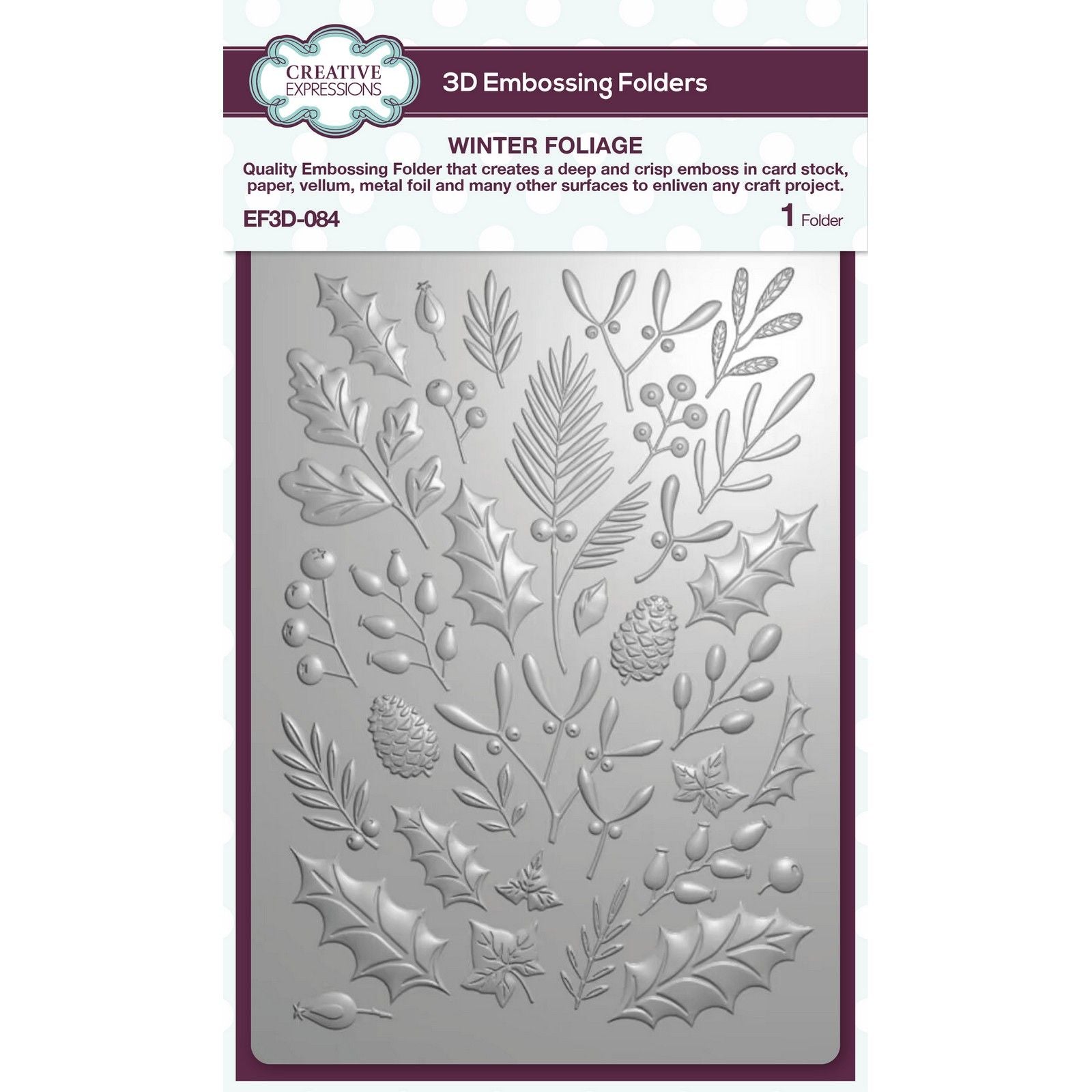 Creative expressions • winter foliage 5 in x 7 in 3d embossing folder