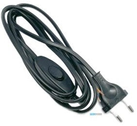 Enzo eurosnoer 2x0,75 schakelaar zwart 2 meter 1065220