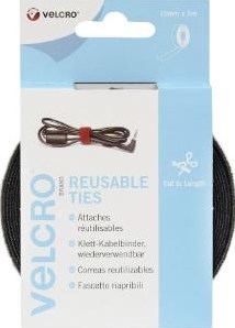 Enzo klittenband zwart rol 5 meter lang 10mm breed 4100250