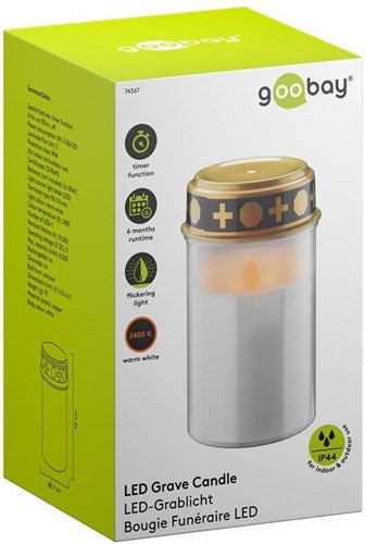 Enzo led rouwlicht | 12cm met timer | wit (excl. 2xc batterij) | herinneringslicht | graflicht | rouwlicht - 5099412