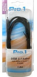 Enzo pro-1 usb-c 3.1 type c > type c aansluitkabel 1.80 mtr - 9280400