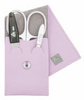 Erbe solingen 3-delige manicure etui met drukknoop sluiting licht paars (erbe9673)