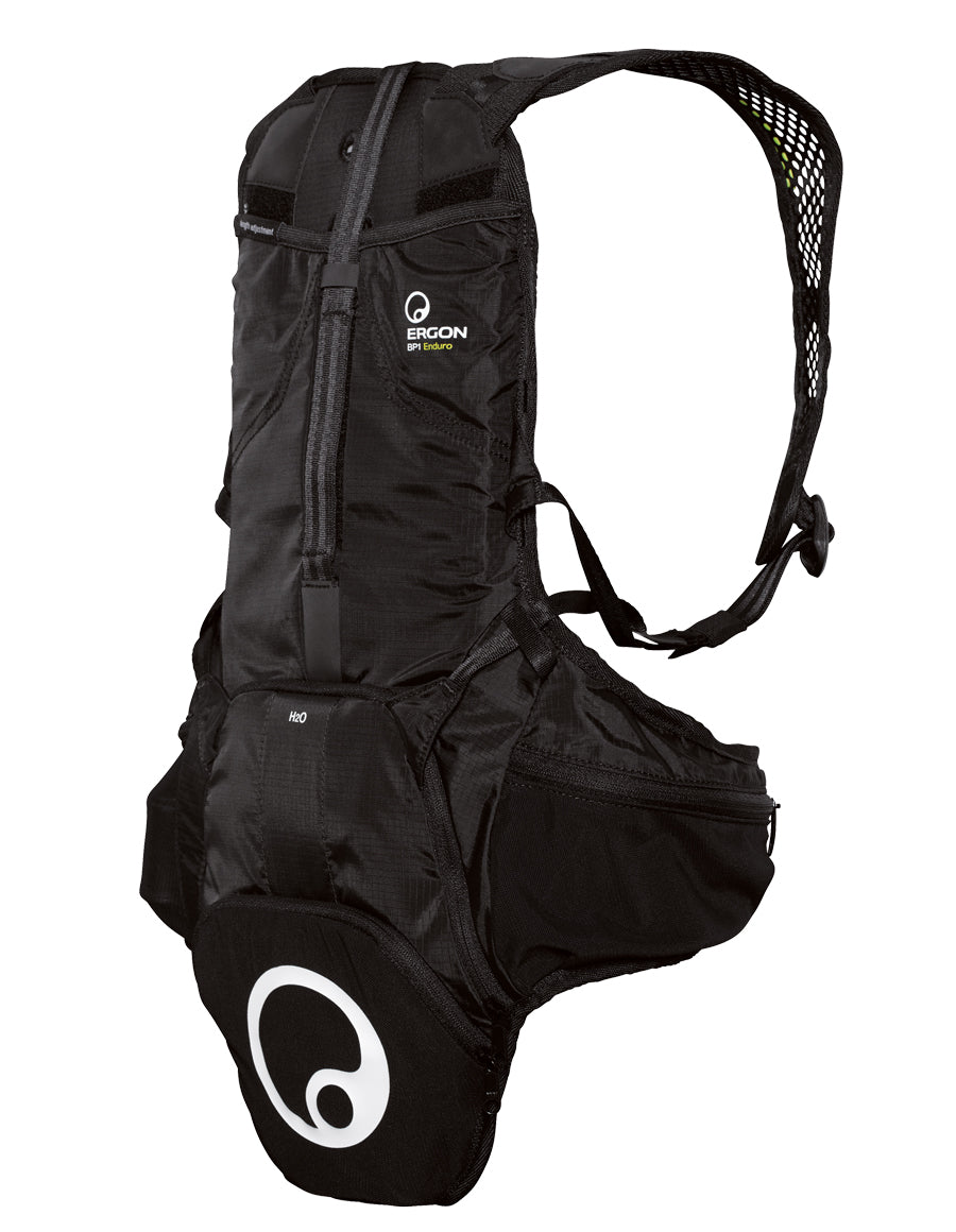 Ergon BP1 rugzak - rugbeschermer voor heuvels, bergen en bikepark - Grijs Zwart - Polyester Nylon - Ergon