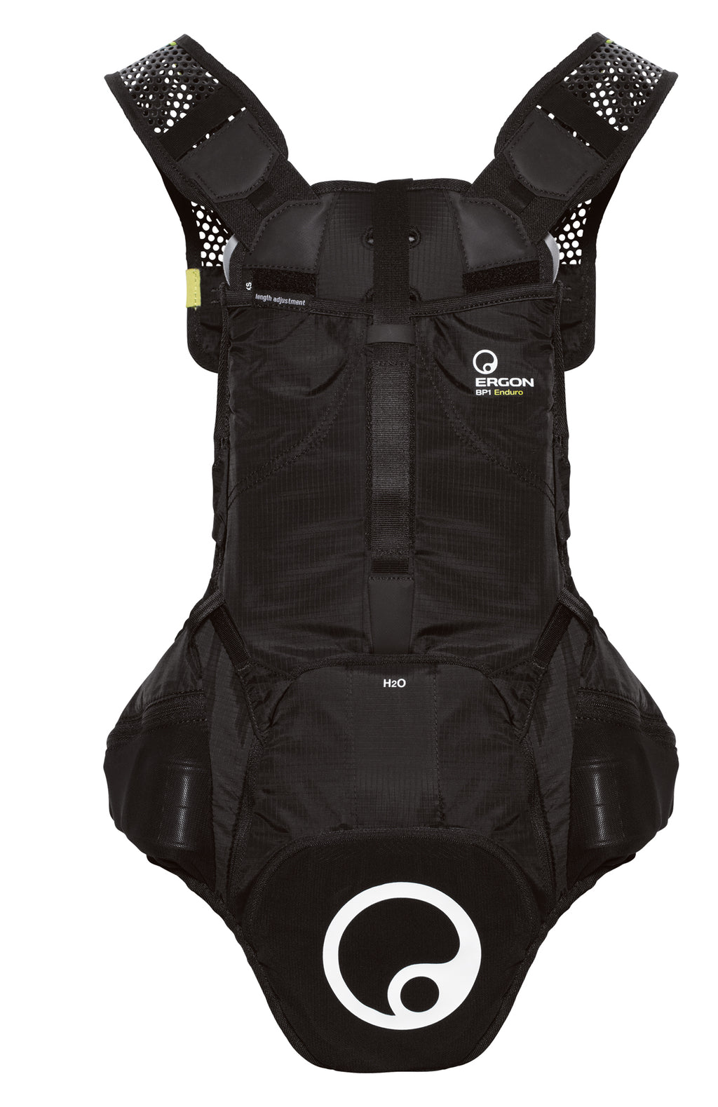Ergon BP1 rugzak - rugbeschermer voor heuvels, bergen en bikepark - Grijs Zwart - Polyester Nylon - Ergon