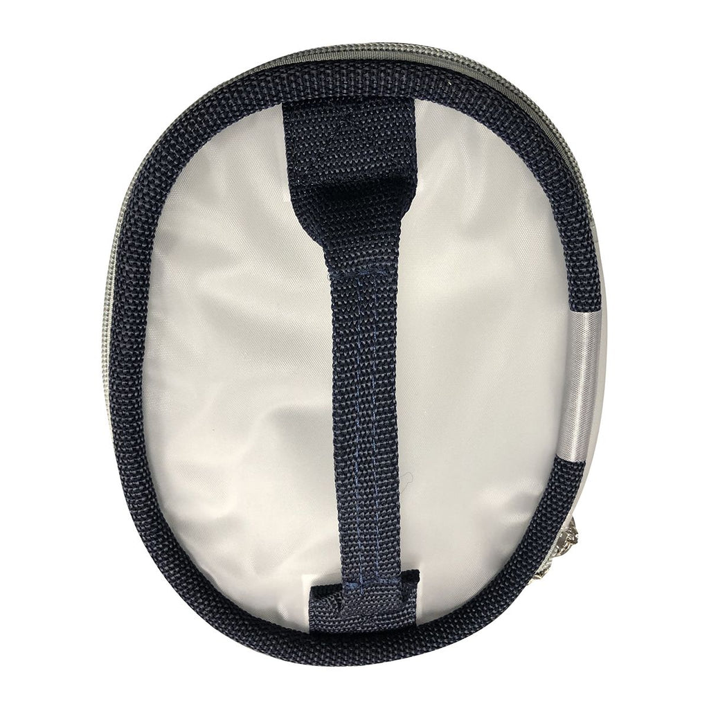 Voorkappers etui rond blauw wit met handvat