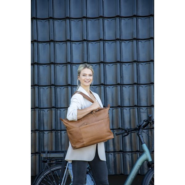 Neue Looxs Verla Fahrradtasche, 21 Liter, 34 x 18 x 44 cm, aus luxuriösem Leder, cognacfarben
