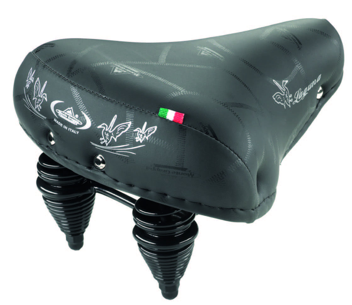 Monte Grappa Selle Montegrappa Laguna Aufhängung und Riemen schwarz auf Karte