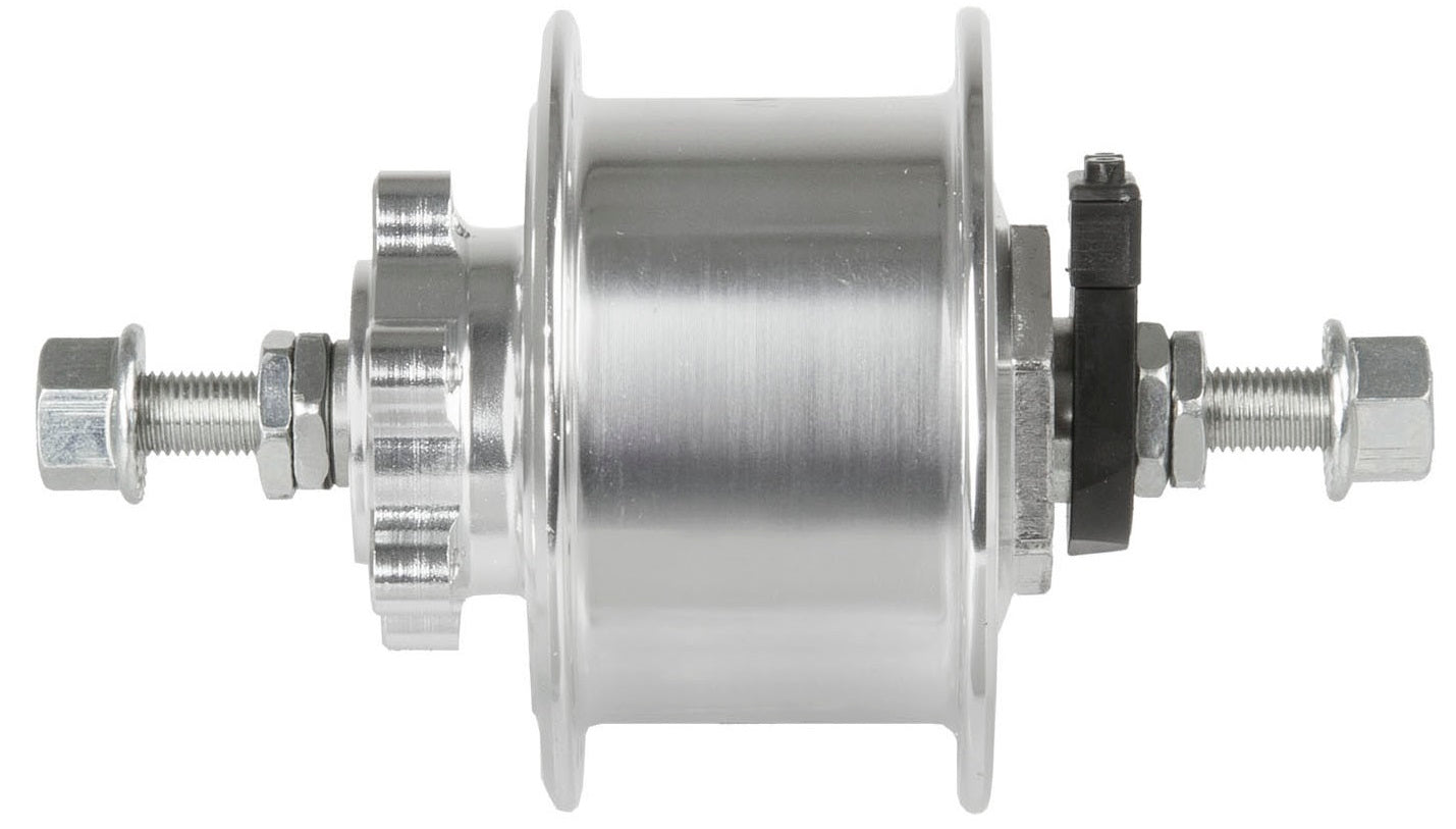 MSG Vorderradnabe mit Dynamo, 36 g Scheibenbremse, Shimano Comp Vollachse, silber