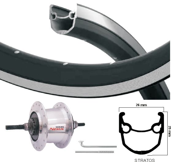 Gewicht Hinterrad 28 Zoll (622) Stratos ZW Silver Nexus 7 Rollerbrake