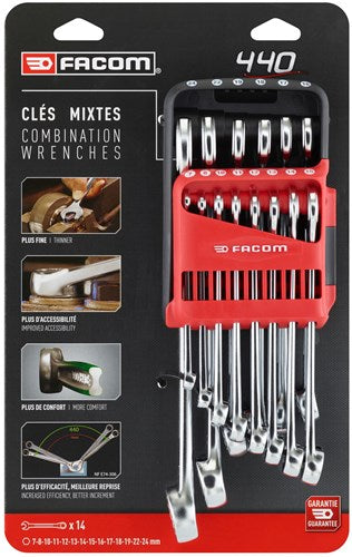 Facom 440 - set metrische ringsteeksleutels in houder - 440.jp14pb