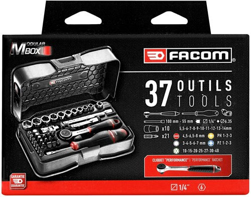 Facom doppendoos 1 4 6- kant vastdraaien en schr.