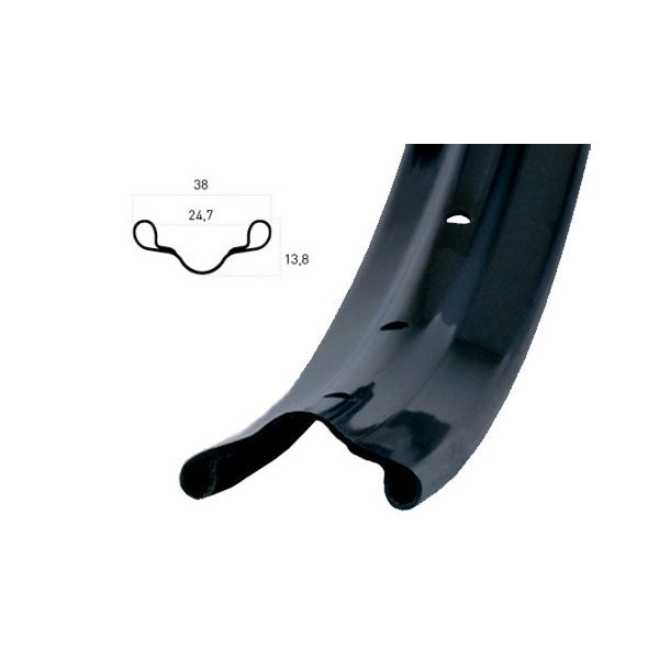 Ryde Westwood V38 622 x 24C Aluminiumfelge, 36-Loch 14G - schwarz
