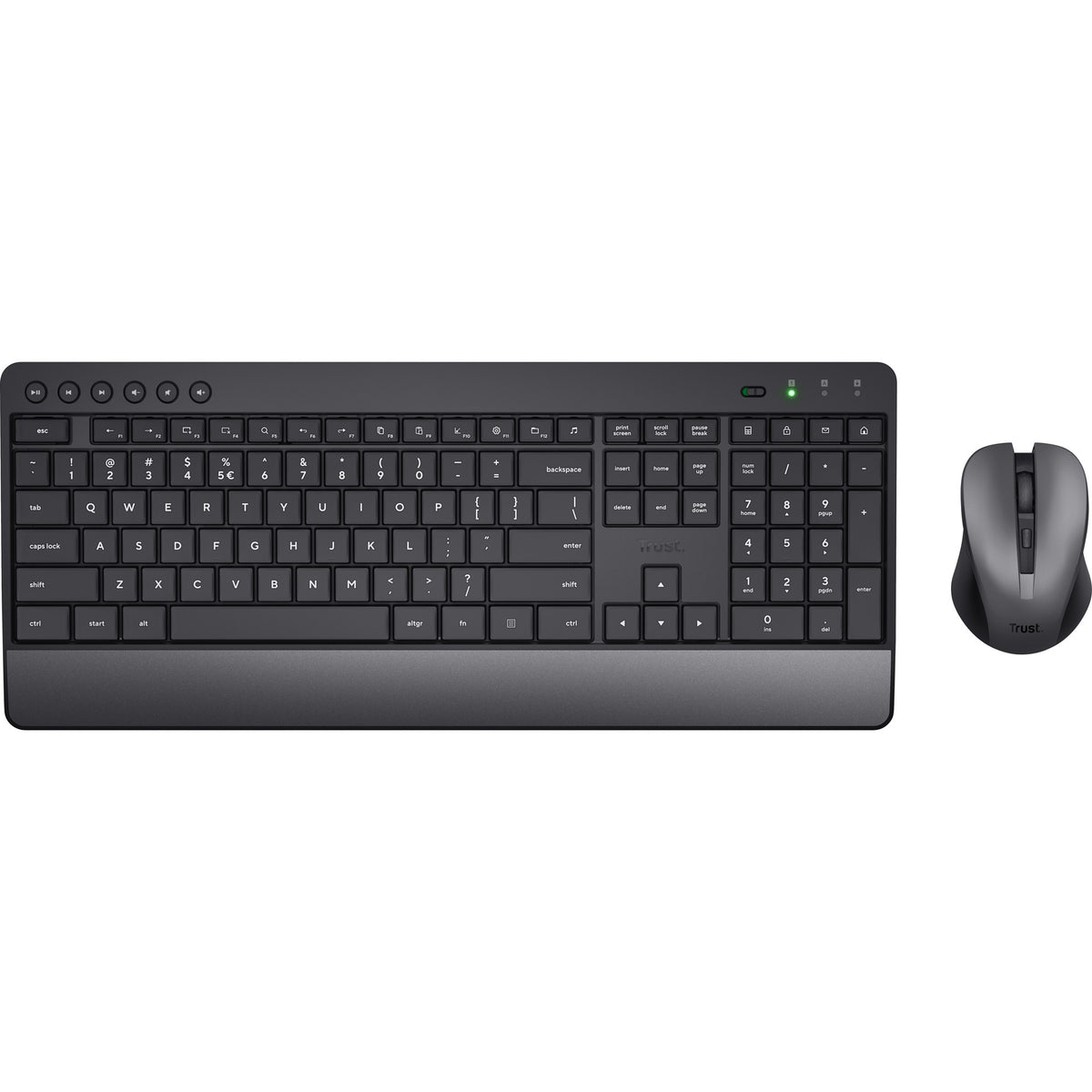 Trust trezo comfort draadloze toetsenbord- en muisset desktopset (zwart, us lay-out (qwerty), 100%)
