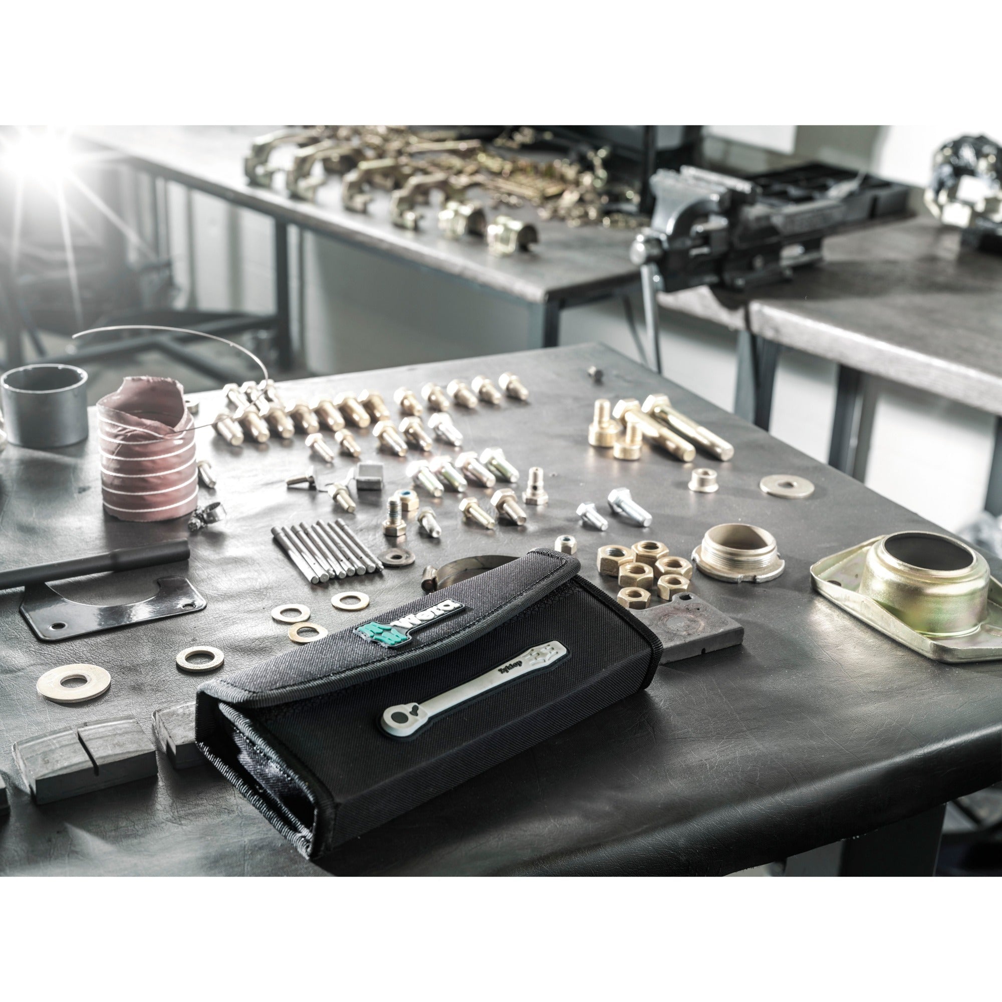 Wera 8100 sb 11 zyklop metalen ratelset, 3 8 gereedschapsset (zwart groen, 29-delig, volledig metalen ratel met vierkantaandrijving)