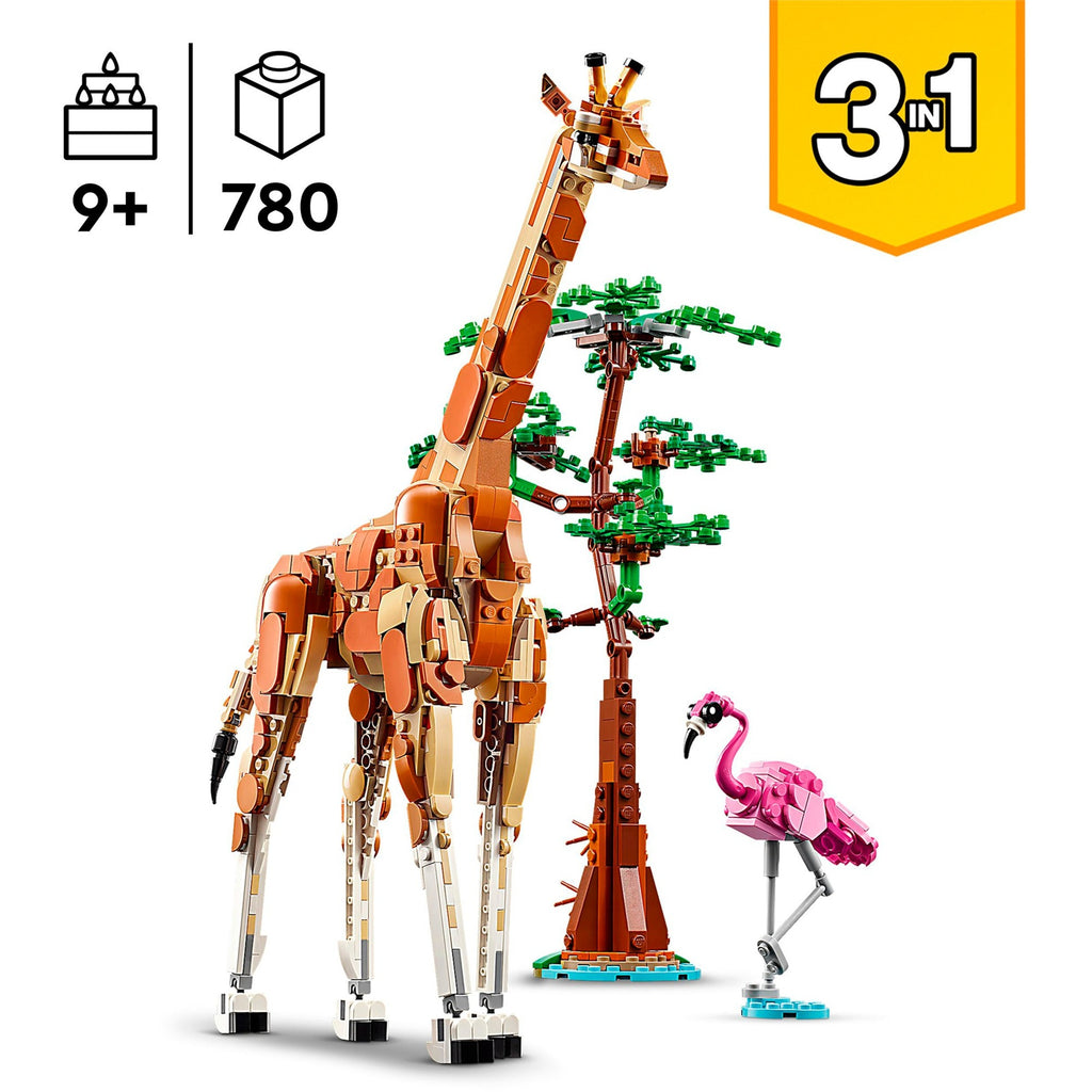 Lego creator 3in1 safaridieren speelgoed set met giraffe, gazelles en leeuw 31150