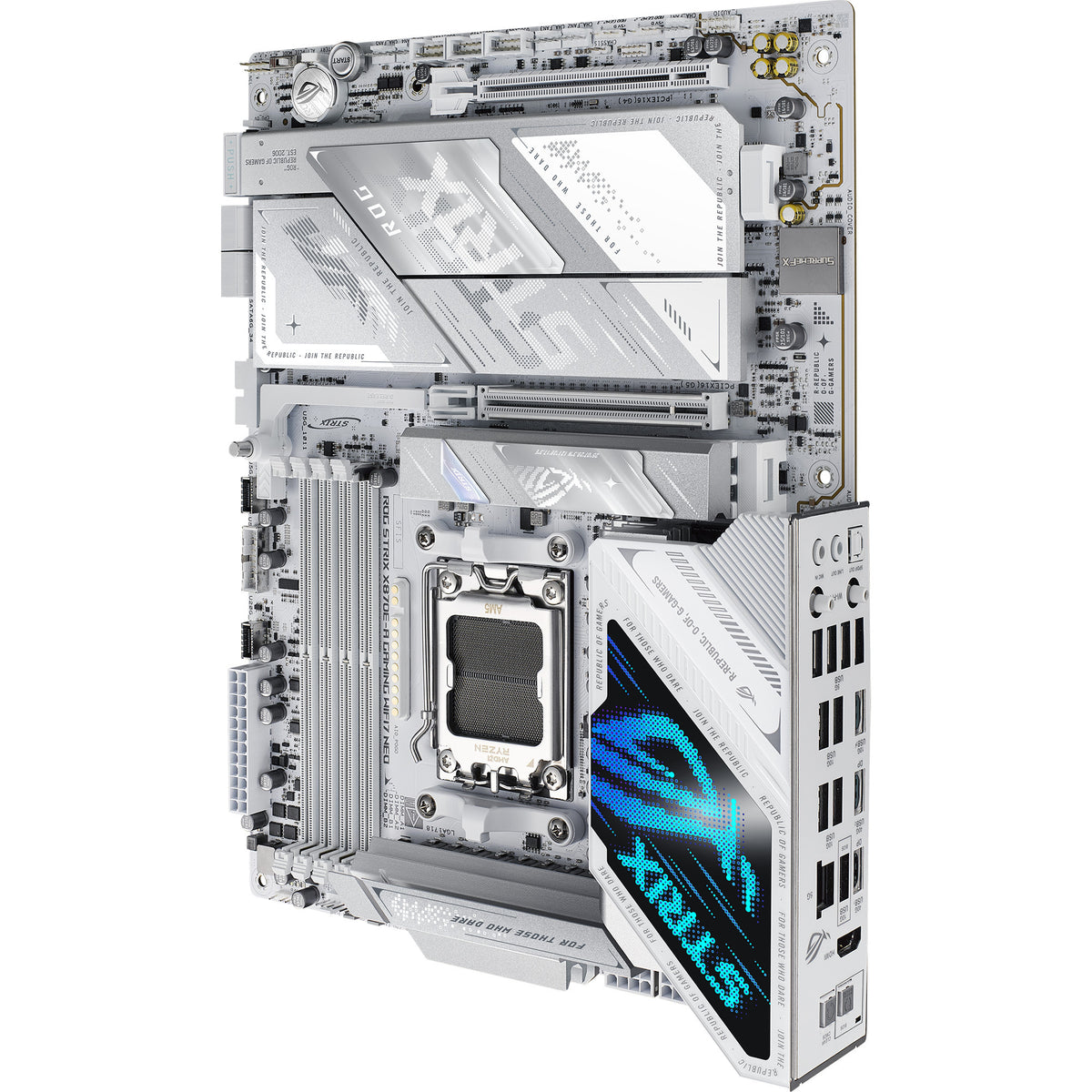 Asus rog strix x870e-a gaming wifi7 neo socket am5 moederbord (wit, raid, 5 gb-lan, wi-fi 7, bt 5.4, sound, atx)