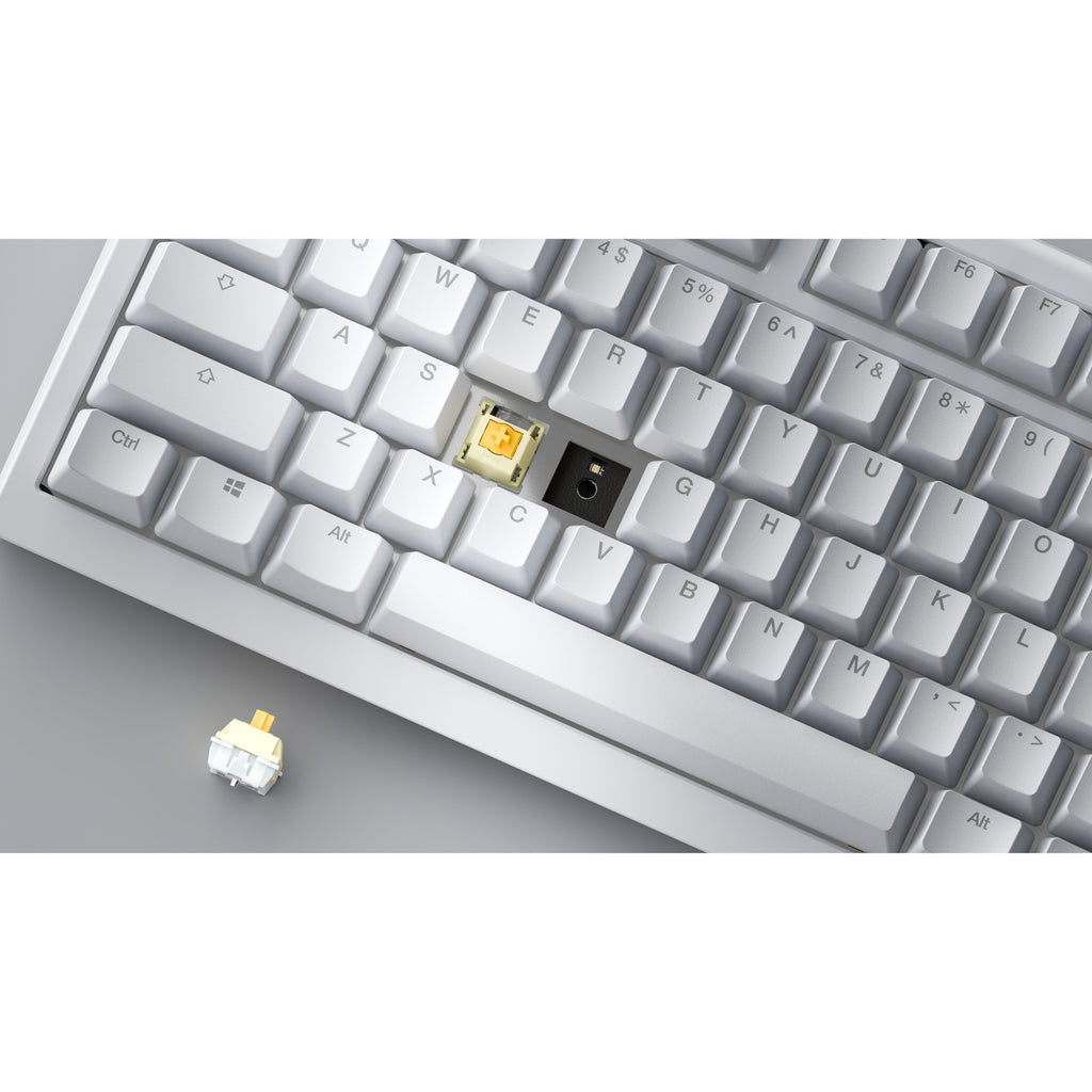 Ducky one x wireless rgb mechanisch toetsenbord (wit, us lay-out (qwerty), inductive, 100%, hot-swappable, pbt, 2.4 ghz | bluetooth | usb-c)