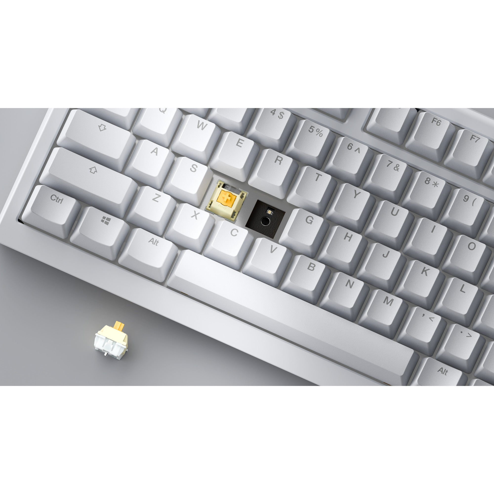 Ducky one x wireless rgb mechanisch toetsenbord (wit, us lay-out (qwerty), inductive, 100%, hot-swappable, pbt, 2.4 ghz | bluetooth | usb-c)