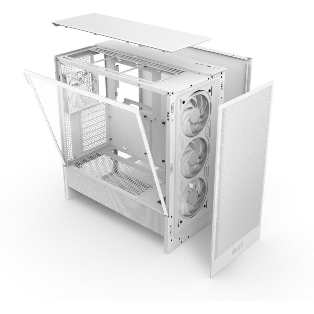 Nzxt h5 flow rgb v2 midi tower behuizing (wit | 1x usb-a | 1x usb-c | rgb | tempered glass)