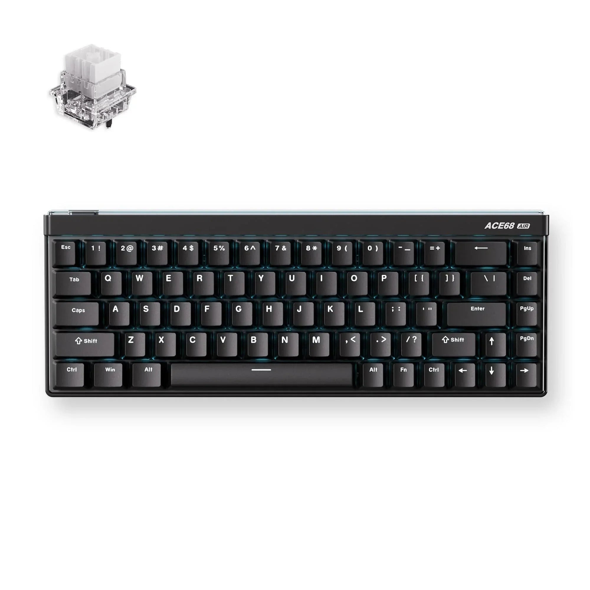 Mchose ace 68 air hall effect magnetic switch gaming keyboard (zwart, us lay-out (qwerty), mount tai gt he, 65%, rgb, hot swap, pbt keycaps, usb-c, hall effect sensor)