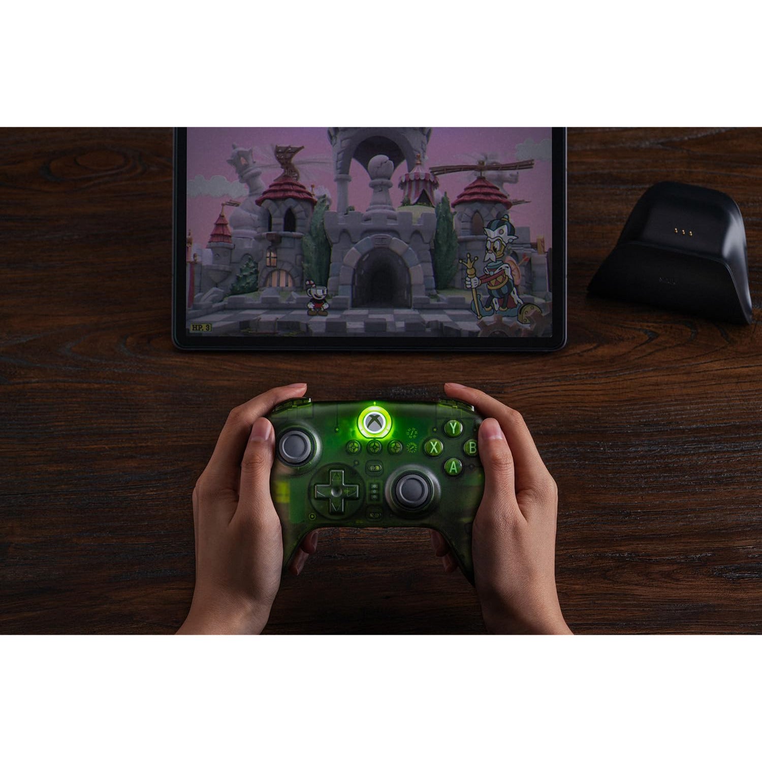 8bitdo ultimate 3-mode controller voor xbox (groen transparant, xbox series x|s, xbox one, pc, bluetooth usb-c 2.4 ghz )
