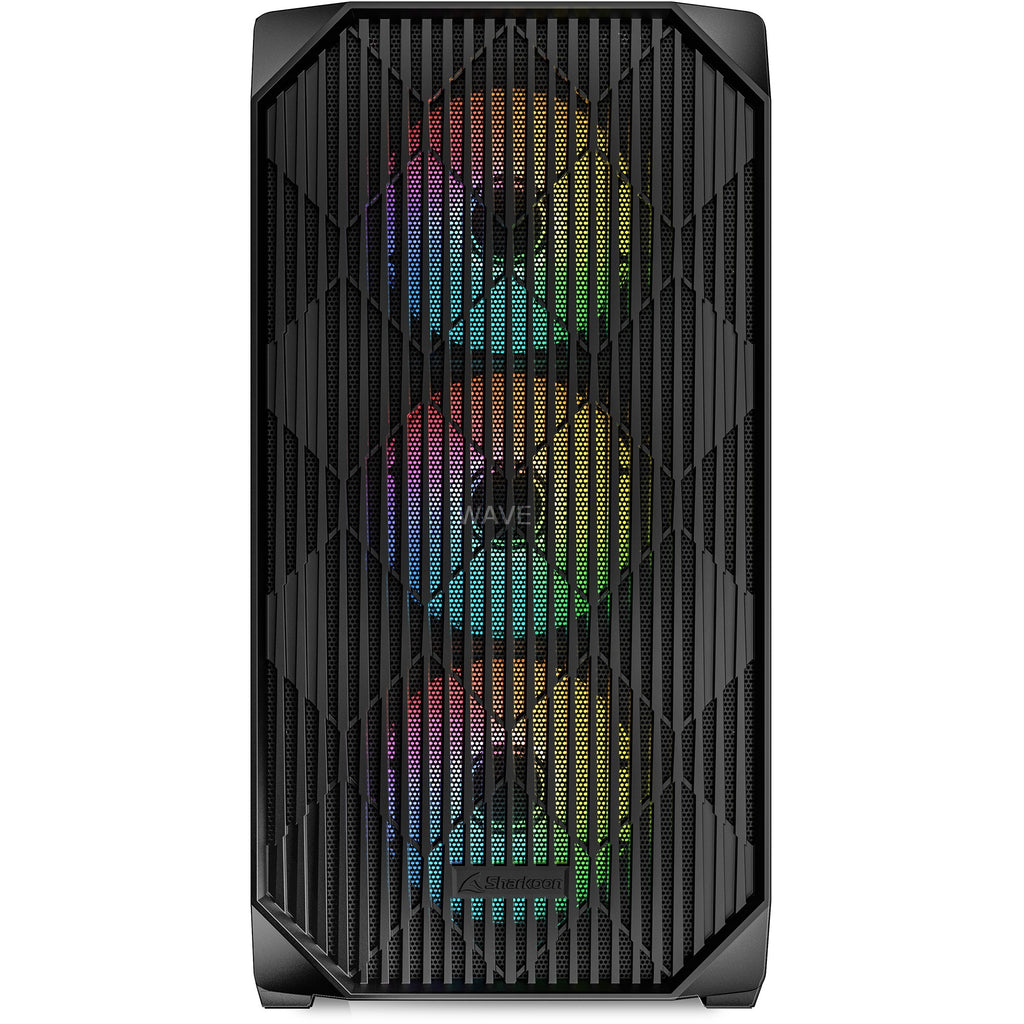Sharkoon mk3 rgb mini tower behuizing (zwart | 2x usb-a | 1x usb-c | rgb | tempered glass)
