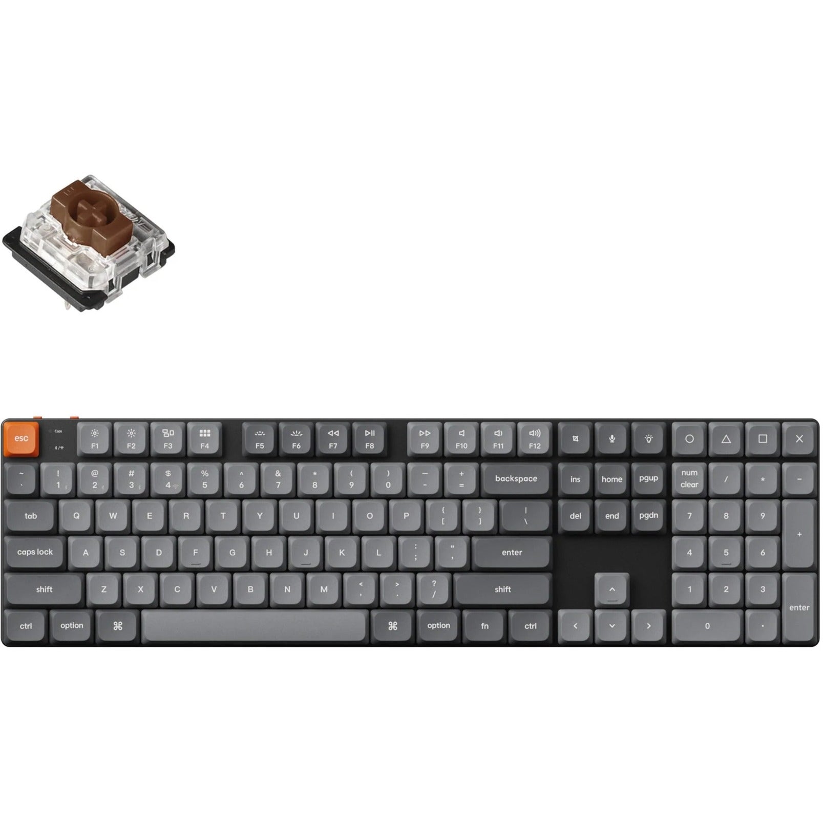Keychron k5 max-b3 rgb mechanisch toetsenbord (zwart, us lay-out (qwerty), gateron low profile 2.0 mechanical brown, 100%, rgb leds, double-shot pbt, 2.4ghz | bluetooth 5.1 | usb-c)