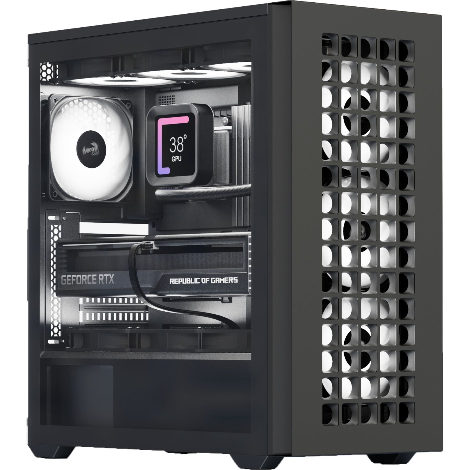 Aerocool b502a midi tower behuizing (zwart | 2x usb-a | 1x usb-c | rgb)