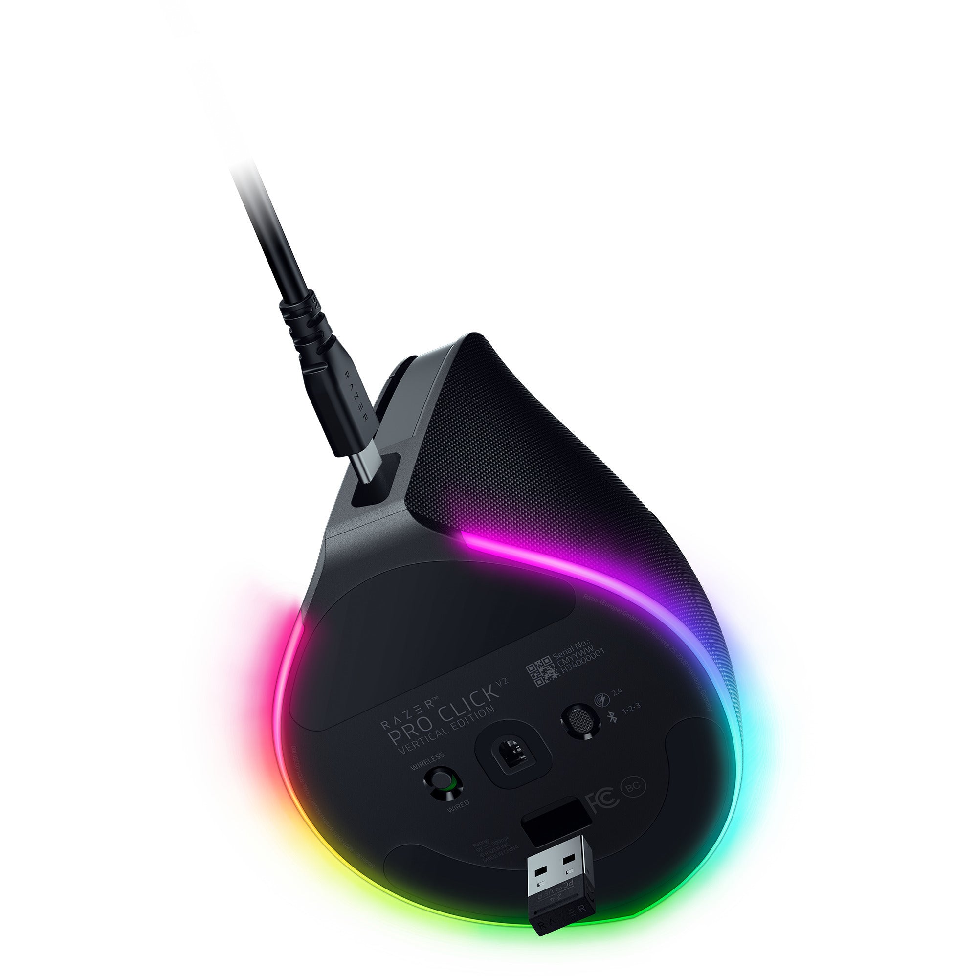 Razer pro click v2 vertical gaming muis (zwart, tot 30.000 dpi, usb-c bluetooth 2.4 ghz)