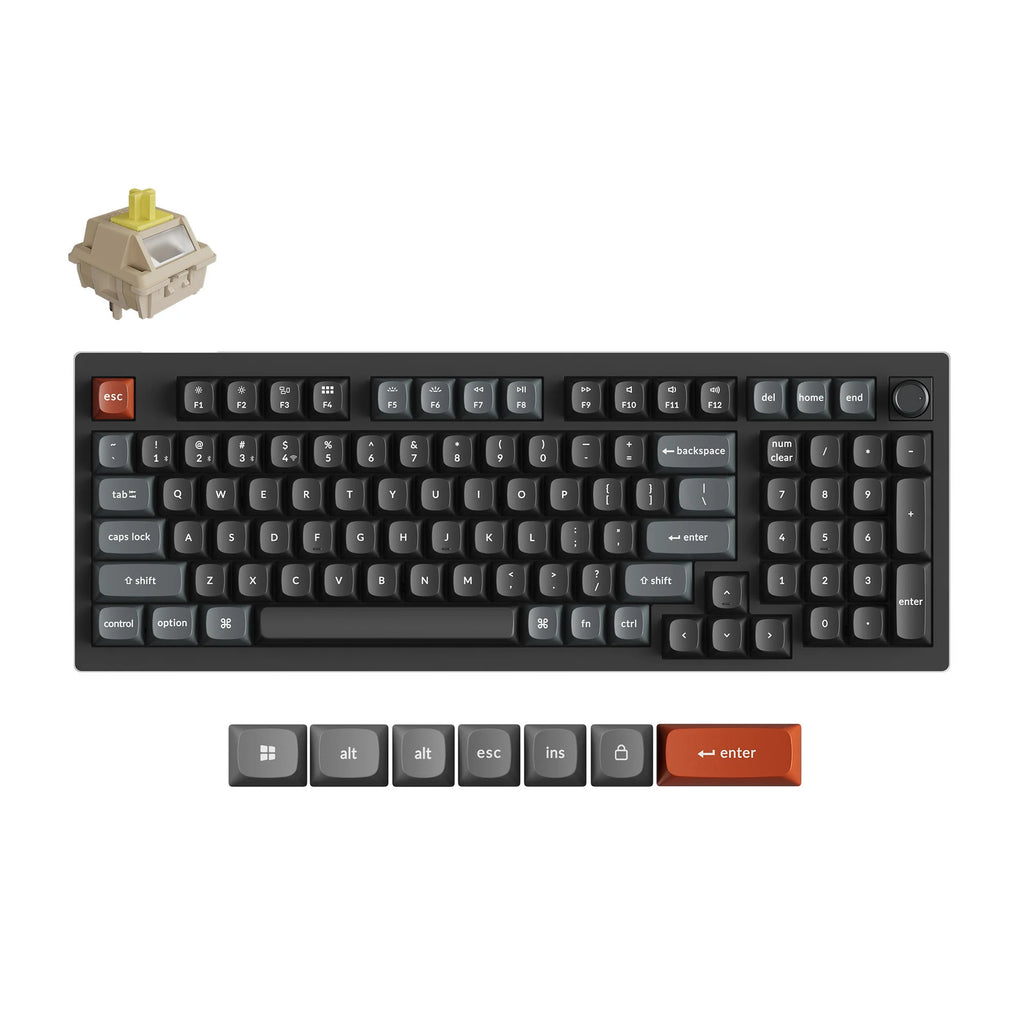 Keychron v5 ultra 8k wireless custom mechanical keyboard (zwart, us lay-out (qwerty), silk pom banana, 96%, rgb, hot swap, 2.4 ghz | bluetooth 5.3 | usb-c)