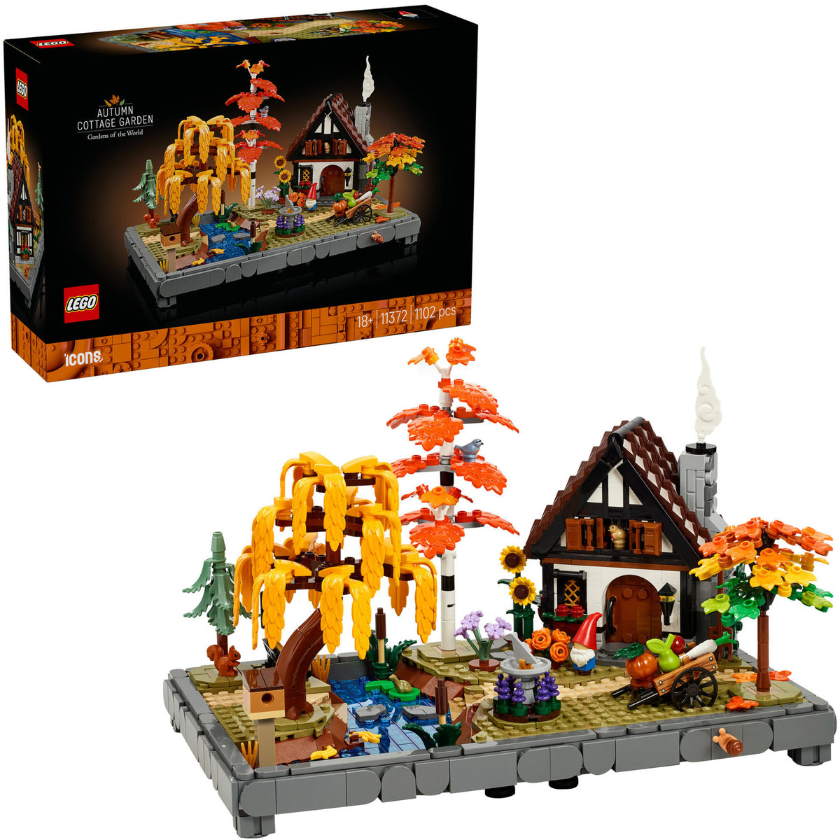 Lego icons herfsttuin met cottage herfstdecoratie - bouwpakket voor volwassenen - 11372