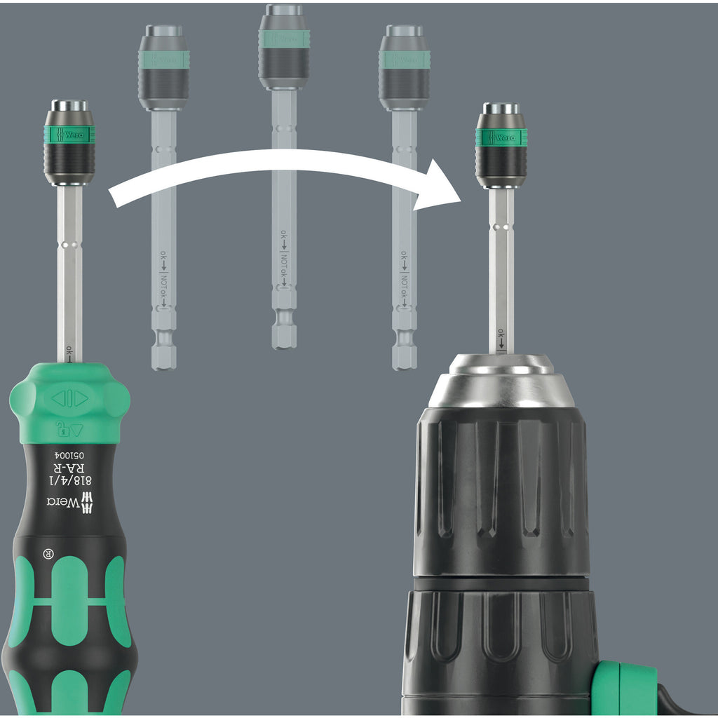 Wera kraftform kompakt 20 ra-r, 6‑delig bitset (zwart groen)