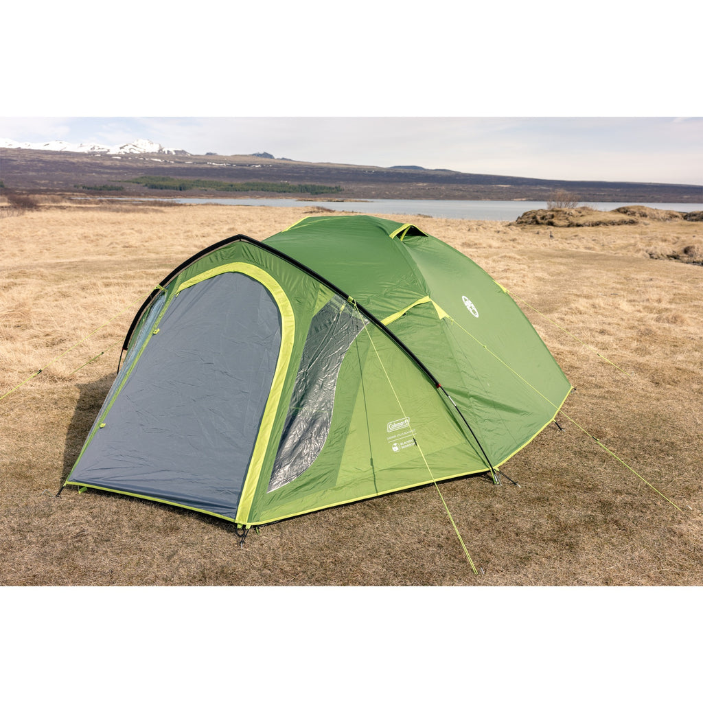 Coleman darwin 4 plus koepeltent (donkergroen lichtgroen, met voorbouw, model 2025)