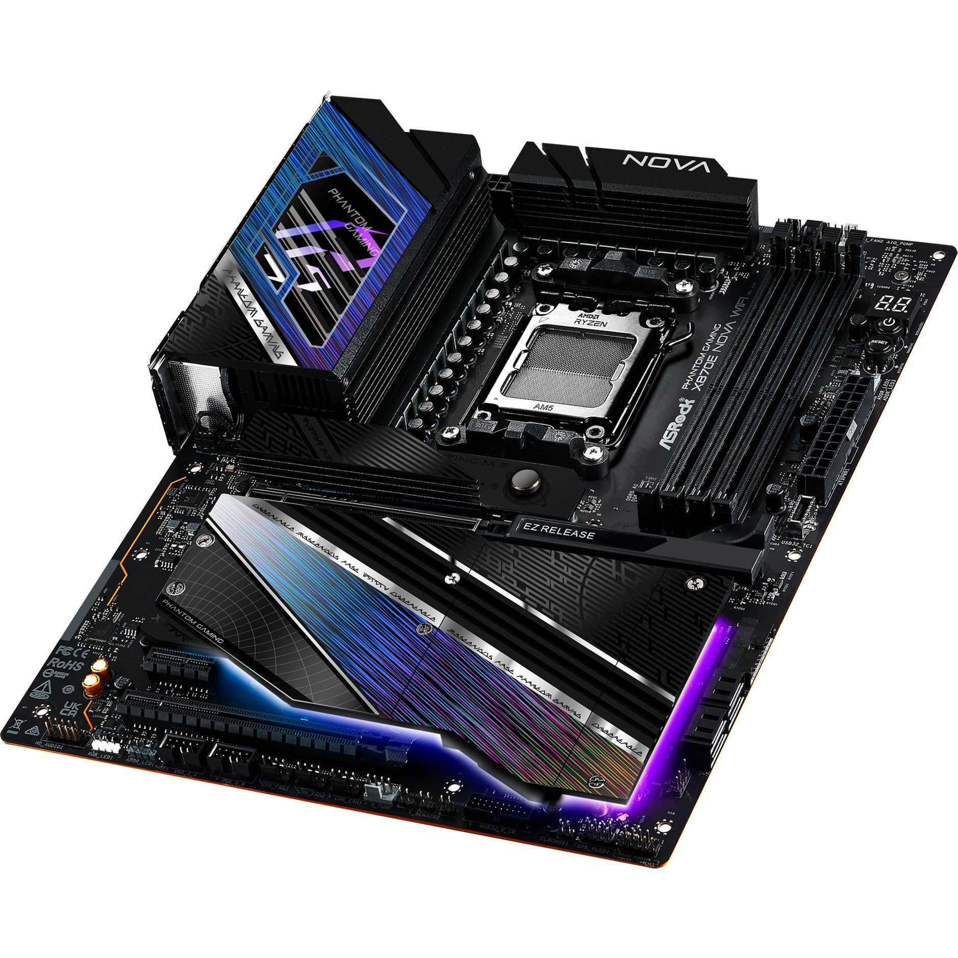 Asrock x870e nova wifi socket am5 moederbord (raid, 5 gb-lan, wi-fi 7, bt, e-atx)