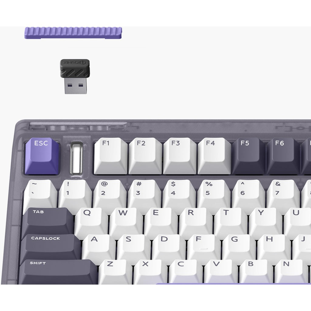 Iqunix og80 lavandin wireless mechanical keyboard (lavendel, us lay-out (qwerty), cherry mx brown, 80% (tkl), hot-swappable, pbt, 2.4ghz | bluetooth 5.1 | usb-c)