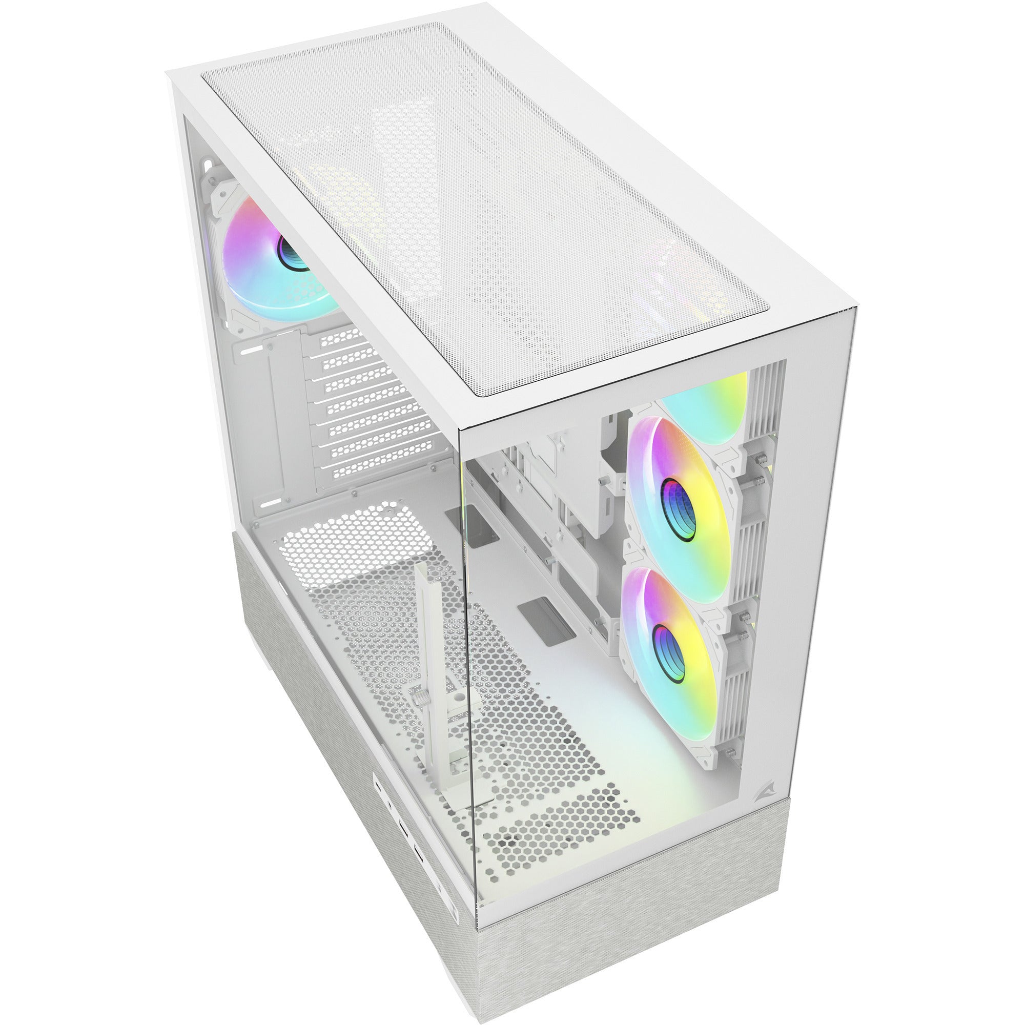 Sharkoon ak7 argb midi tower behuizing (wit | 2x usb-a | 1x usb-c | rgb | window)